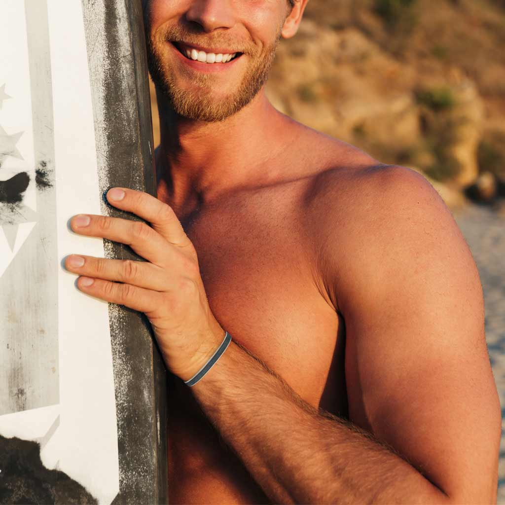 bracelet surfer black silver beach