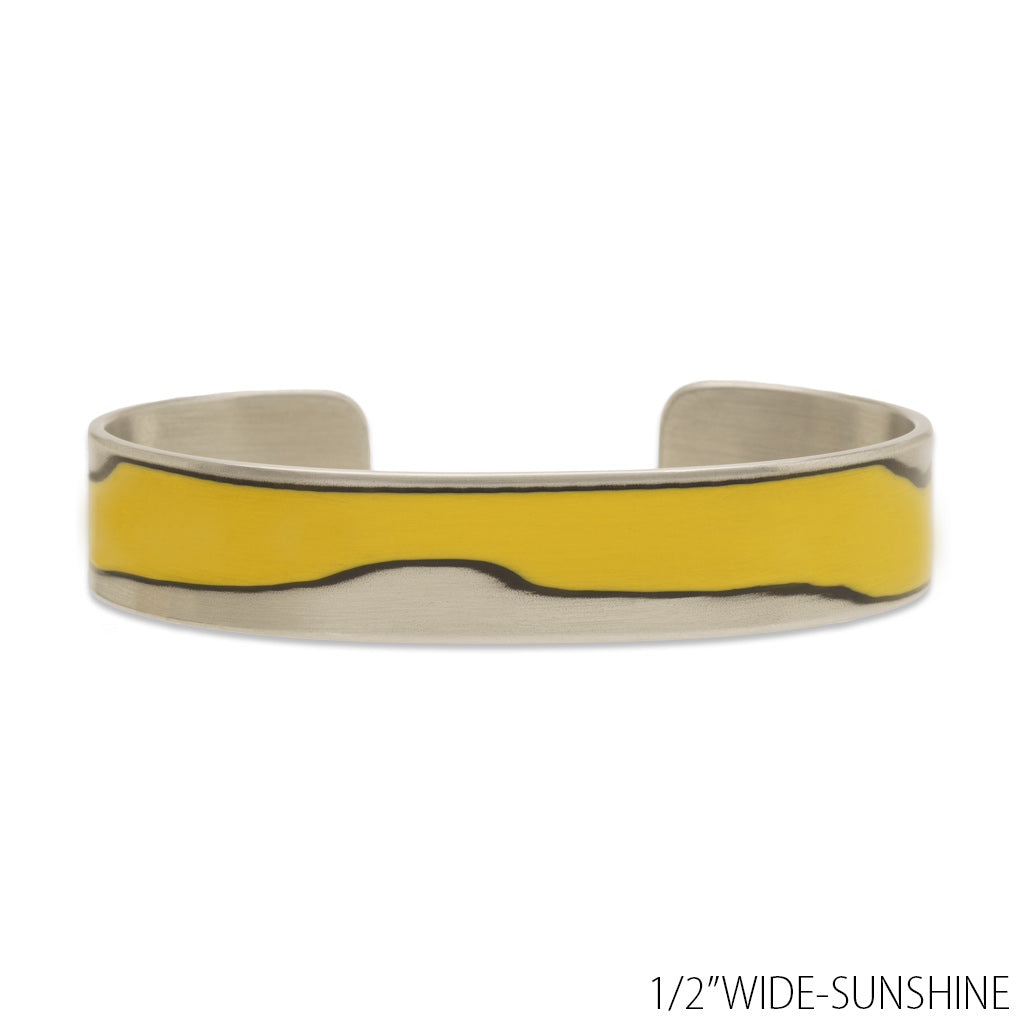Bracelet silver yellow wave artisan