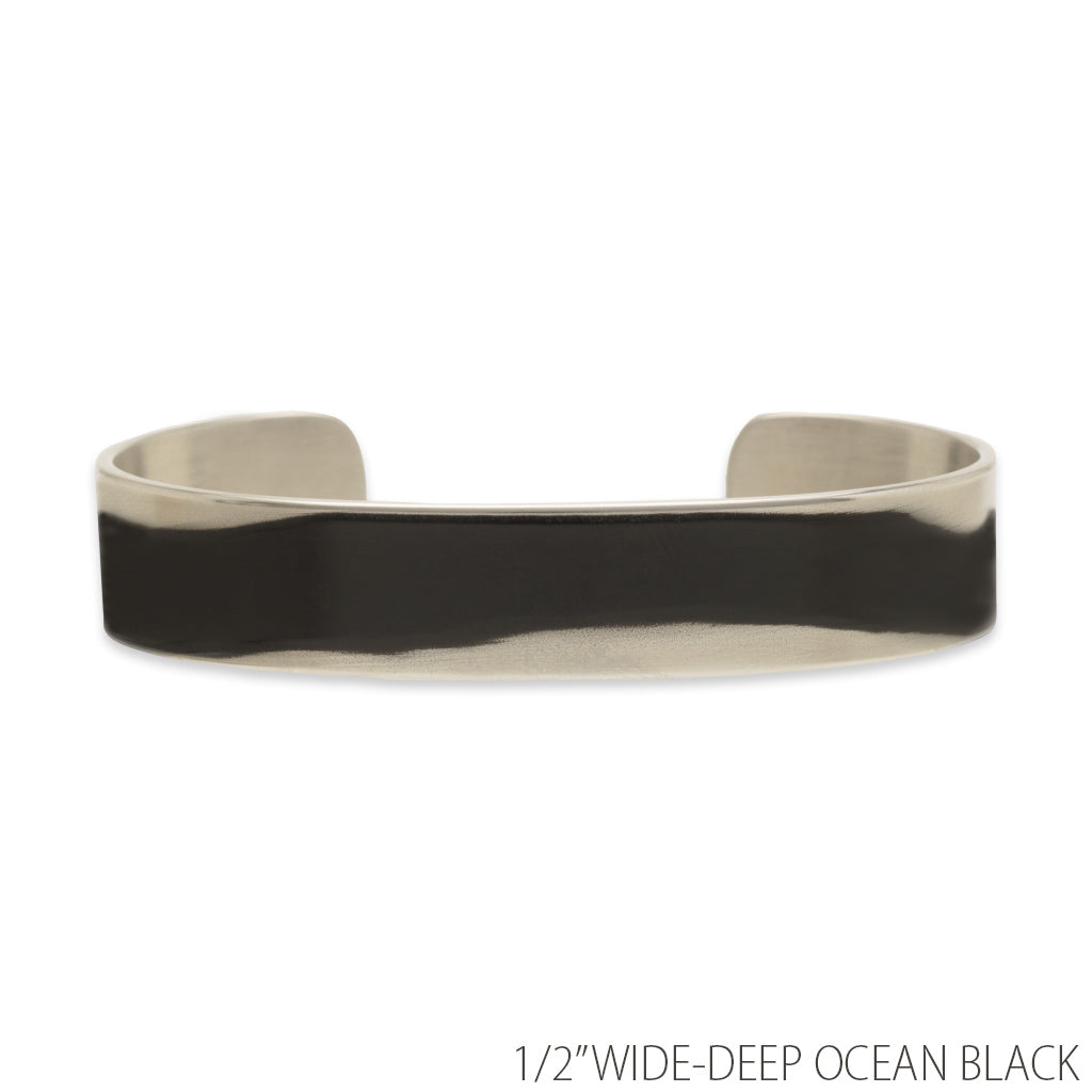 Bracelet silver black for men for women wave