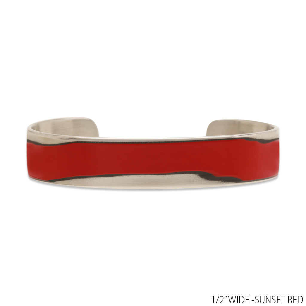 Bracelet silver red wave artisan