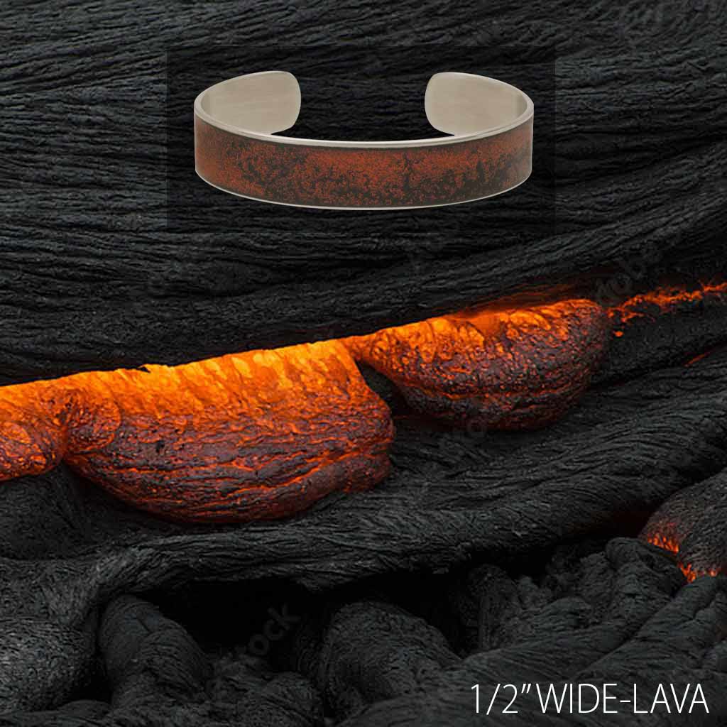 Bracelet silver artisan for men for women lava