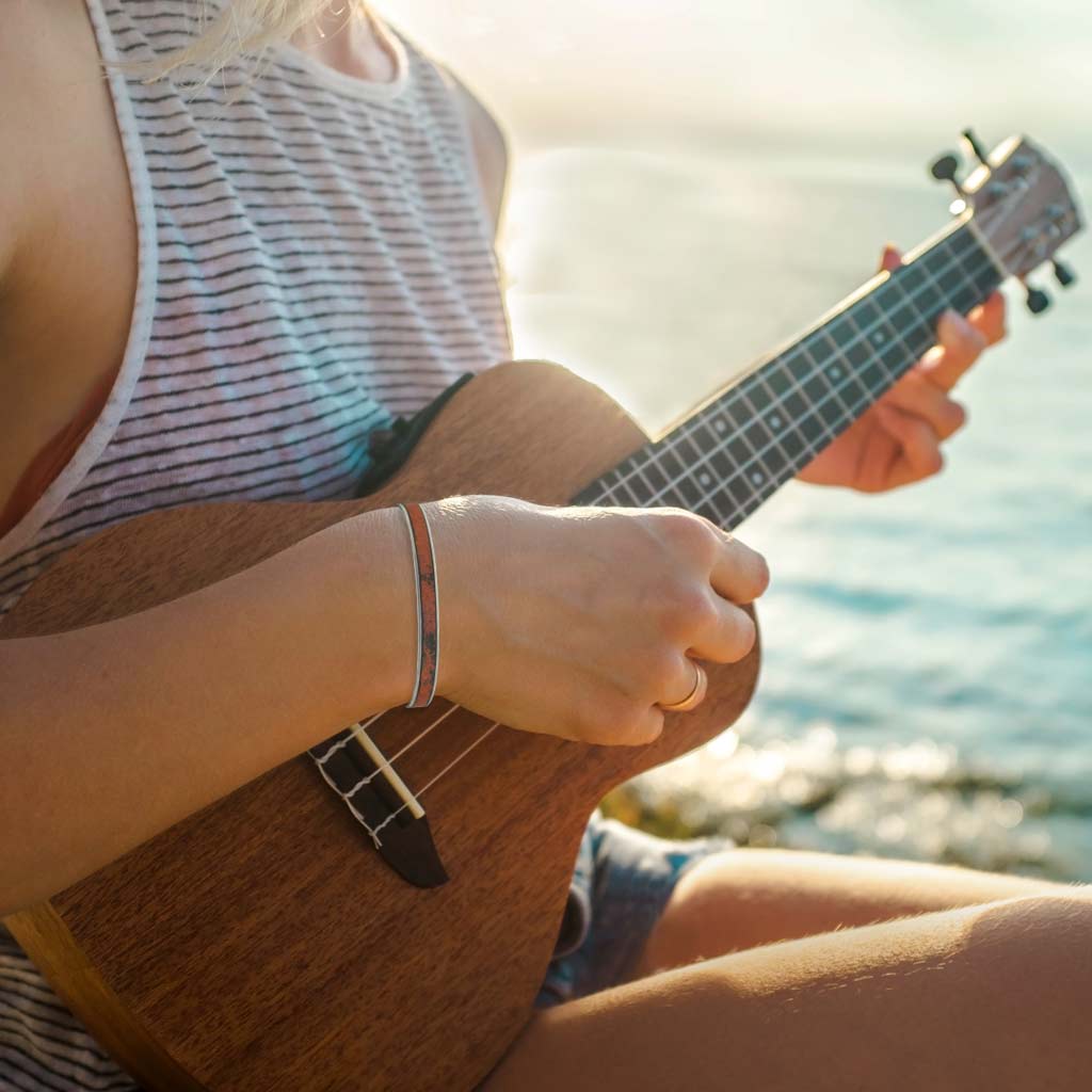 bracelet silver orange ukulele girl